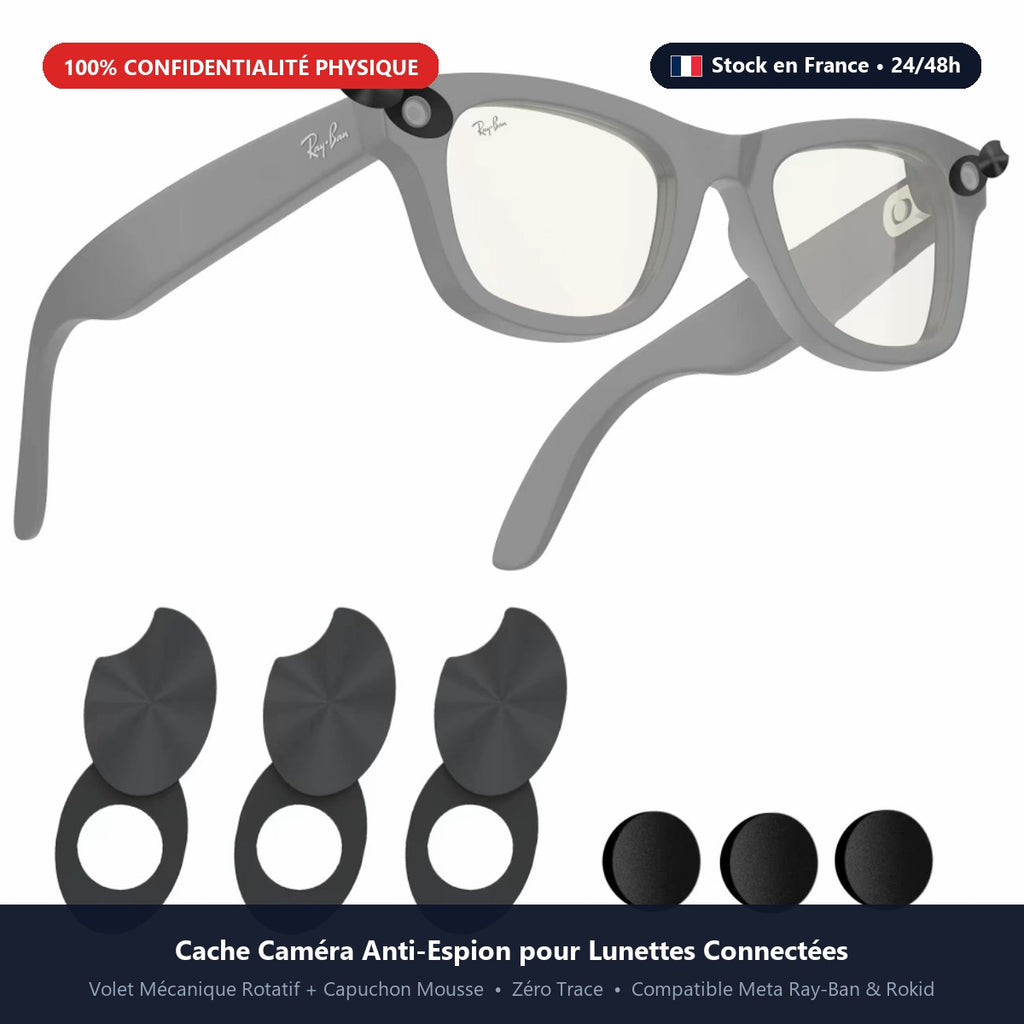 Camera Privacy Cover for Meta Ray-Ban, Rokid & Smart Glasses — Mechanical Swivel Shutter + Soft Lens Shield (Dual Pack)